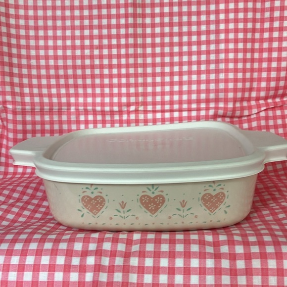 Corning Ware Forever Yours Heart Pattern, 1 Quart Casserole & Storage Lid - Picture 9 of 10